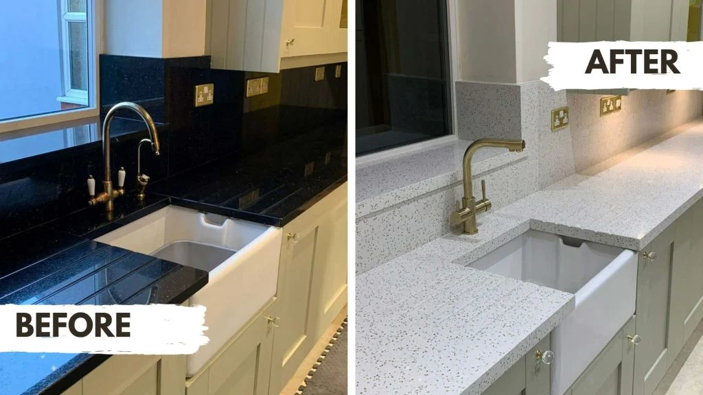 Before and After Quicktops Quartz Worktops